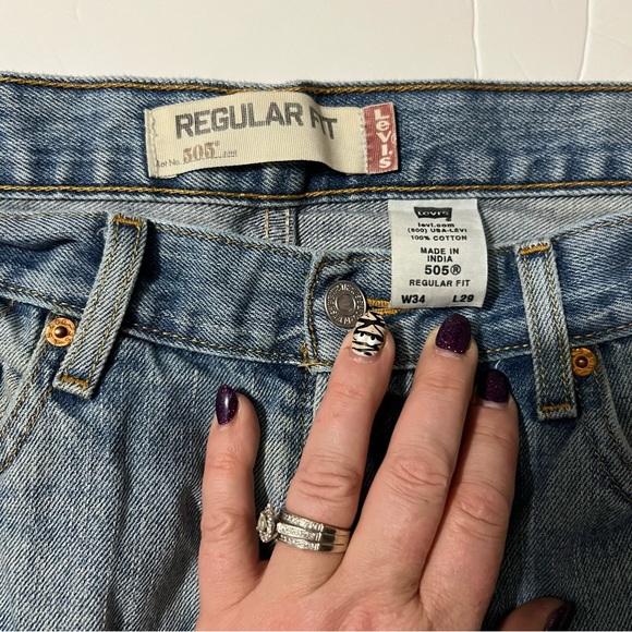 Levi's 505 regular fit worn-in vintage jeans 34x29 - Picture 5 of 8